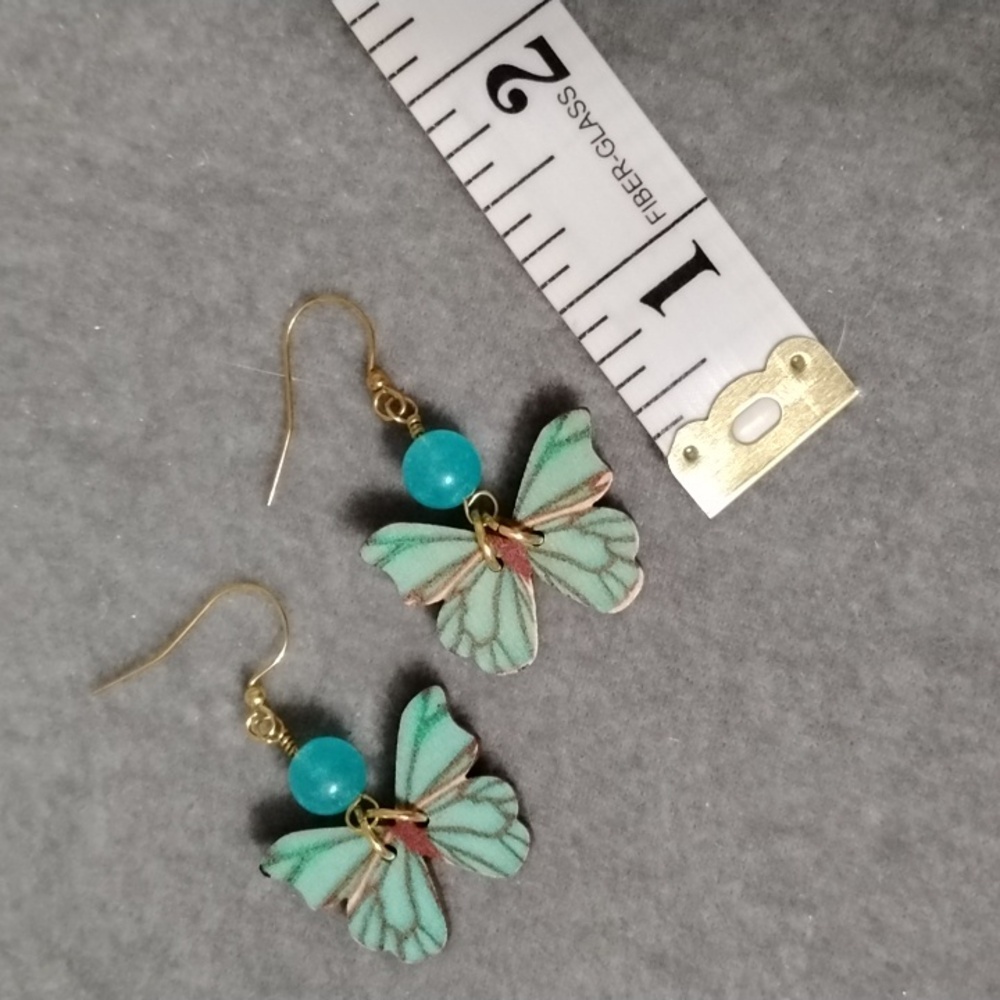 Elegant Butterfly Earrings with Gold Accents - Picture 2 of 4